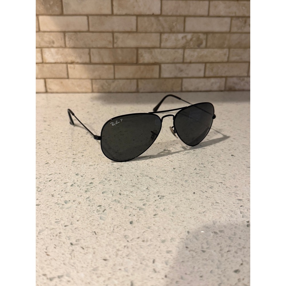 Ray-Ban Aviator Large Metal RB3025 Sunglasses Black Frame Polarized G-15 Lens